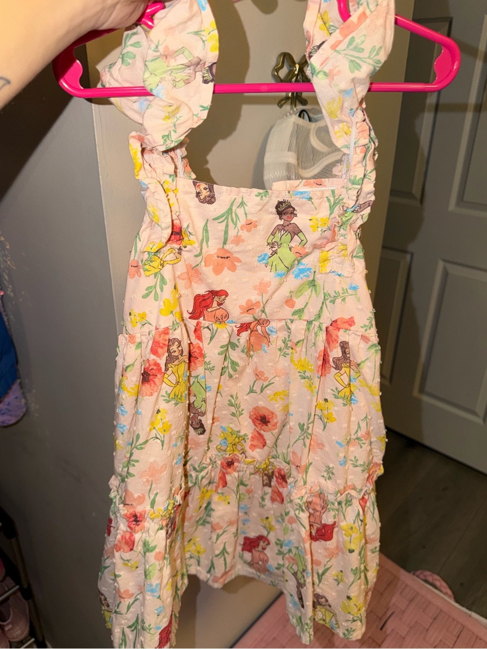 Disney Pink Floral Princess Print Sundress with Ruffles